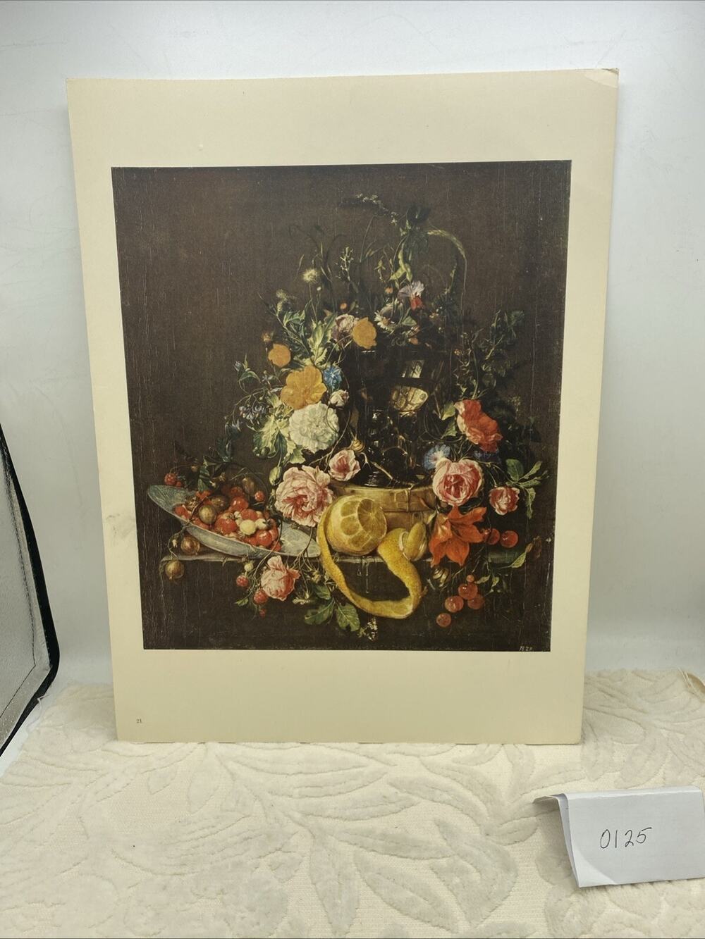 Vintage Still Life With Fruit/Flowers Cornelis De Heem 1828 Reproduction Print